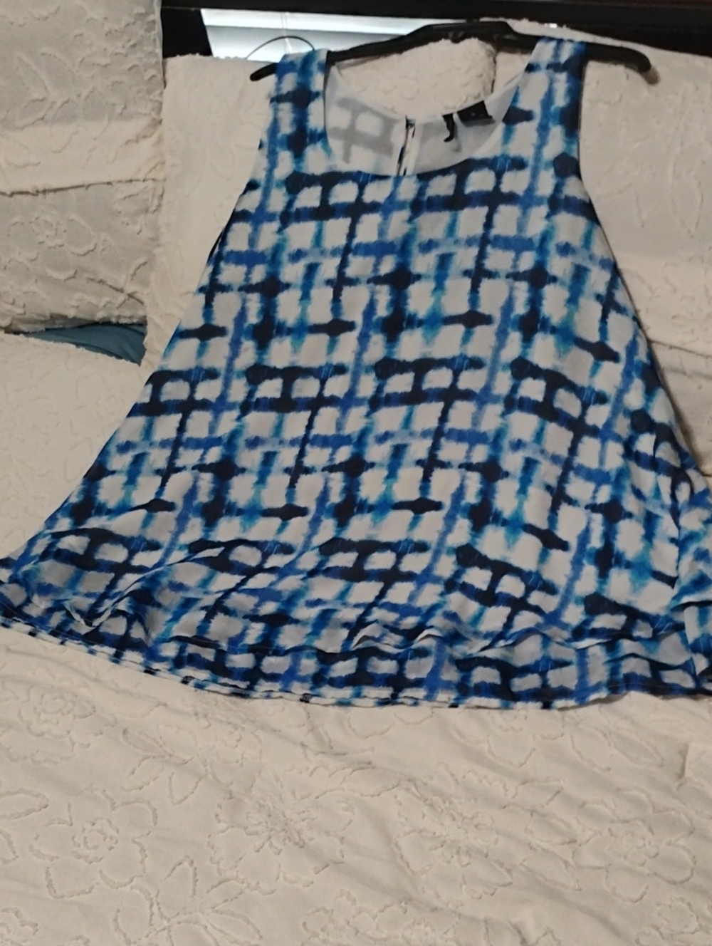 new directions White and Blue Abstract Print Sleeveless Top